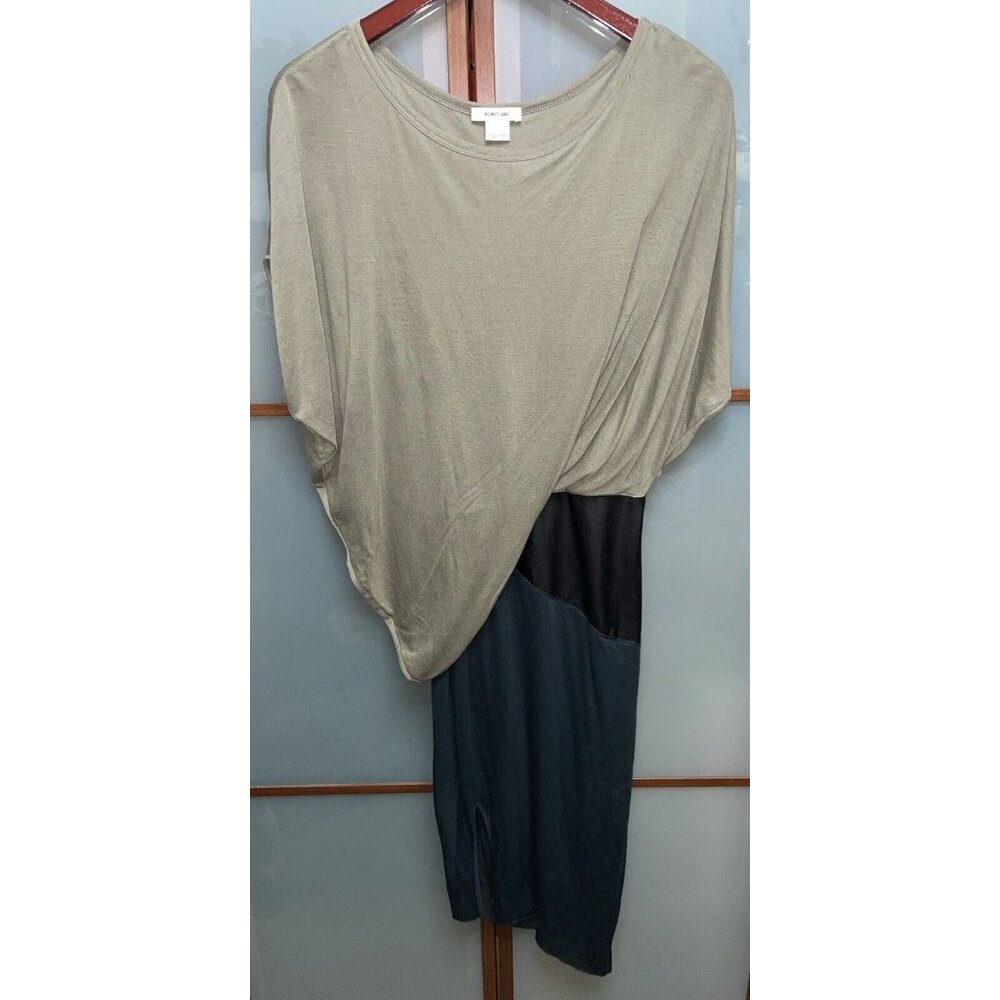 Helmut Lang Black & Khaki Color Block Asymmetric … - image 1